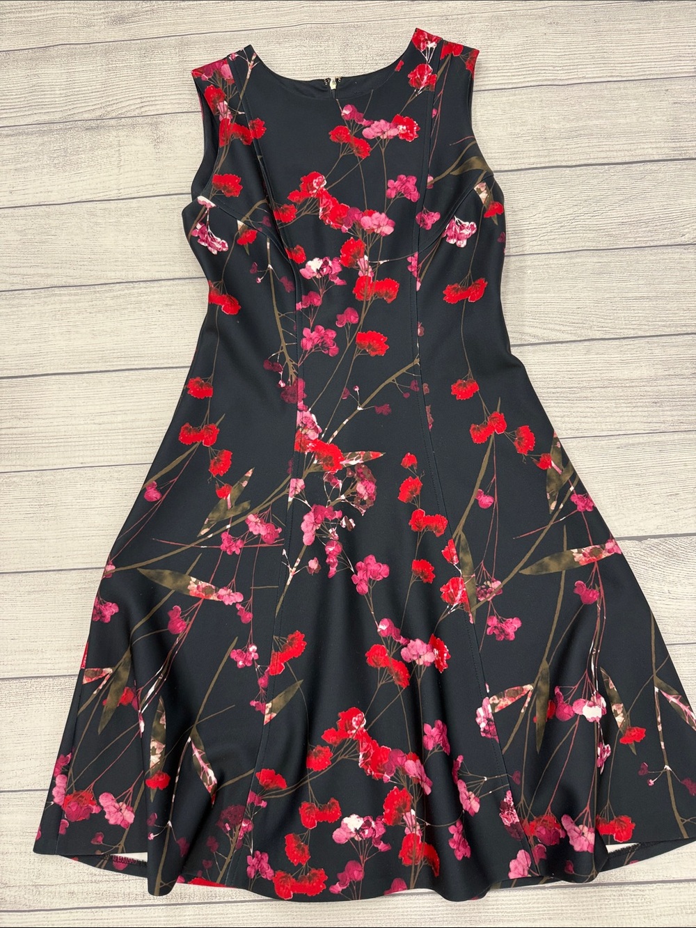 Tommy Hilfiger Black Red Floral Fit & Flare Dress Women’s Size 10